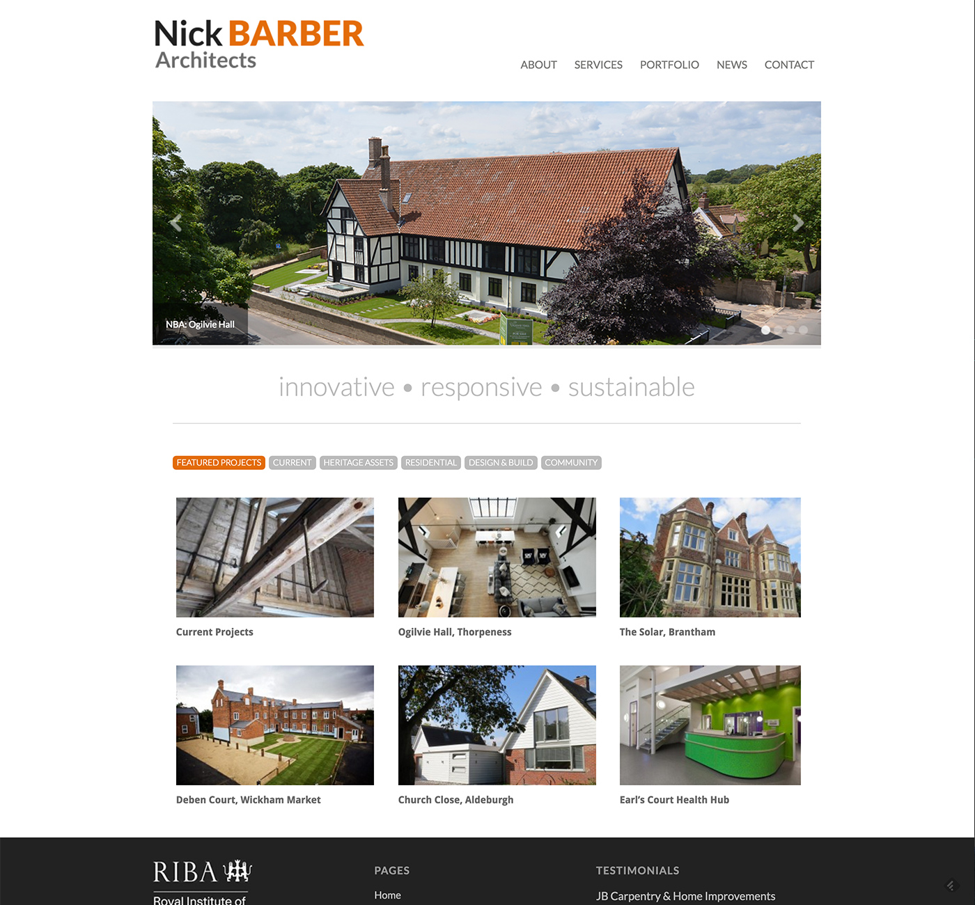 Nick Barber Architects website design